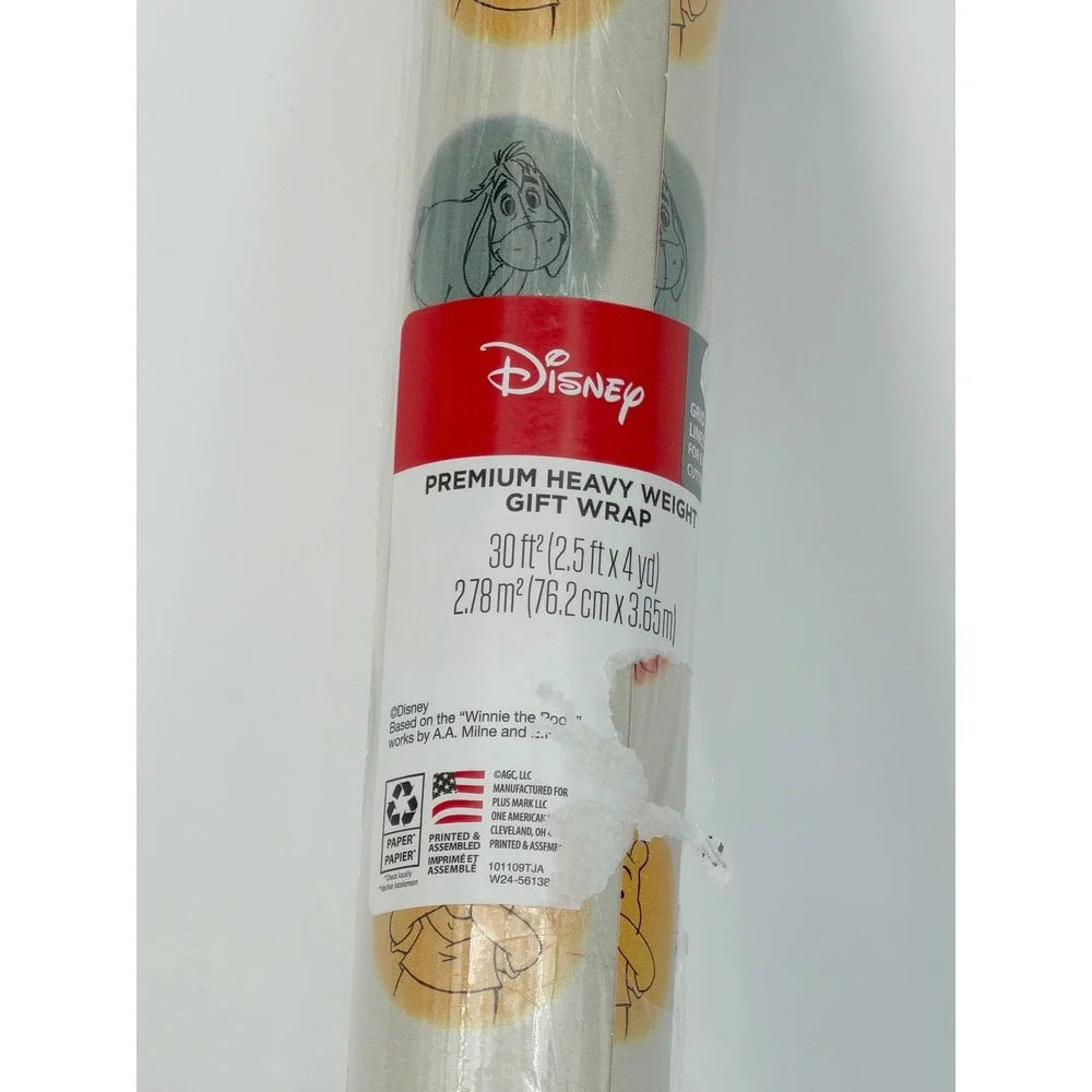Disney Winnie the Pooh Premium Heavy Weight Gift Wrap Roll 30 SqFt Party 109-07